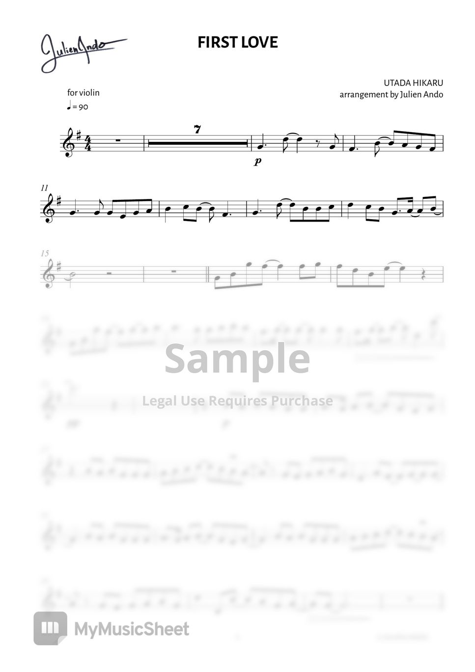 Utada Hikaru First Love Sheets by Julien Ando