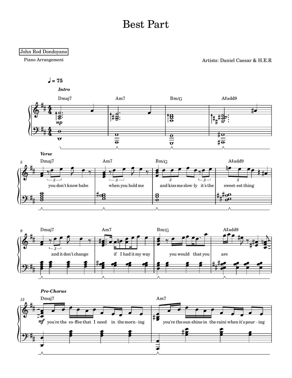 Daniel Caesar & H.E.R - Best Part (PIANO SHEET) by John Rod Dondoyano