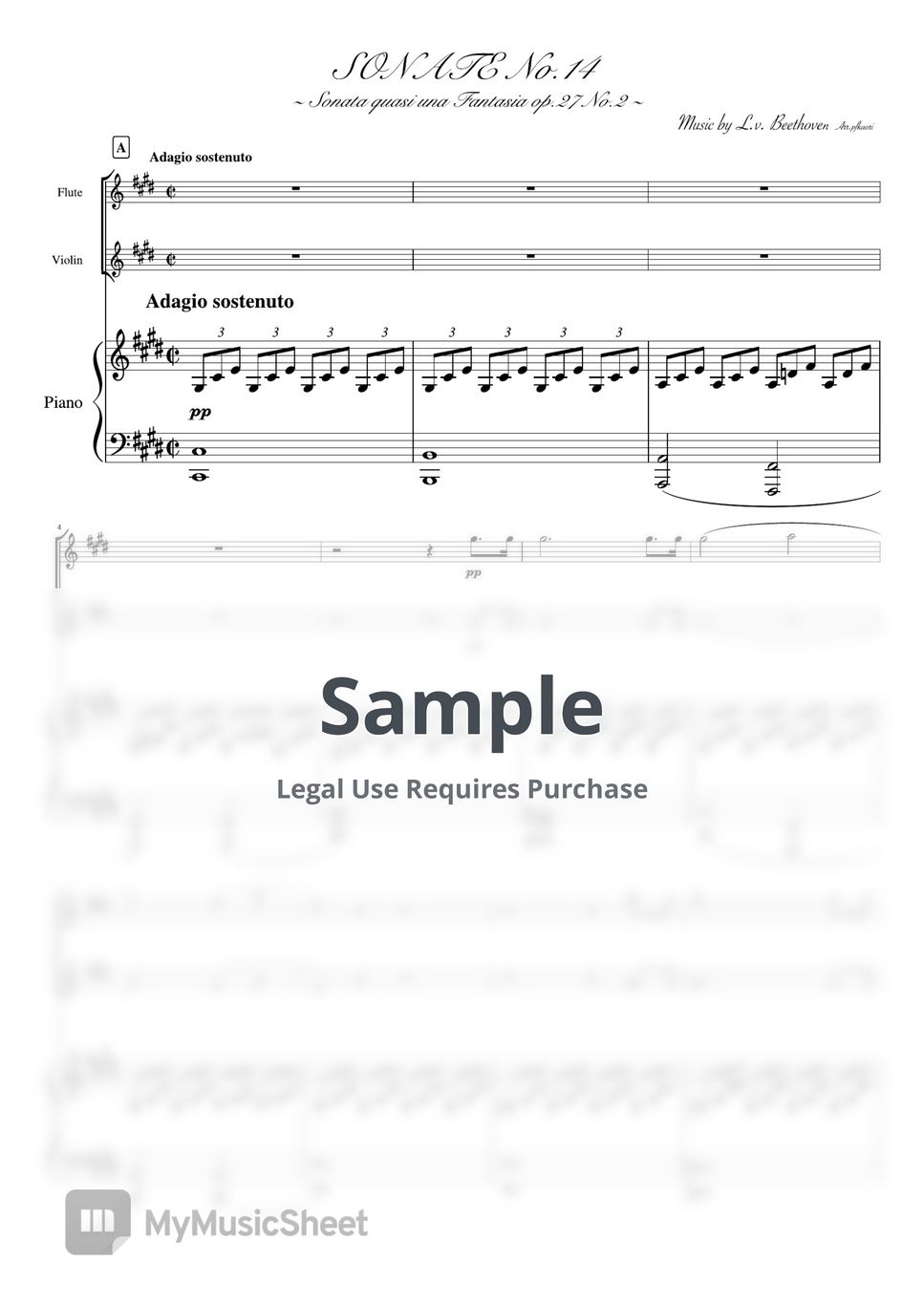 Beethoven - Piano Sonata No. 14 (Piano trio (flute & violin)) by pfkaori