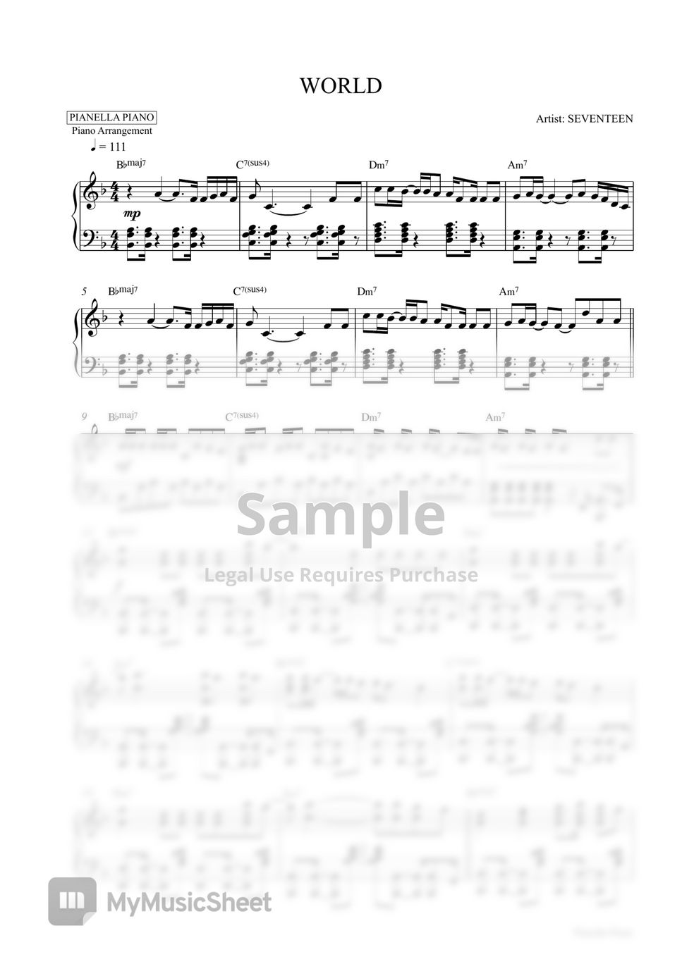 SEVENTEEN - _WORLD (Piano Sheet) by Pianella Piano