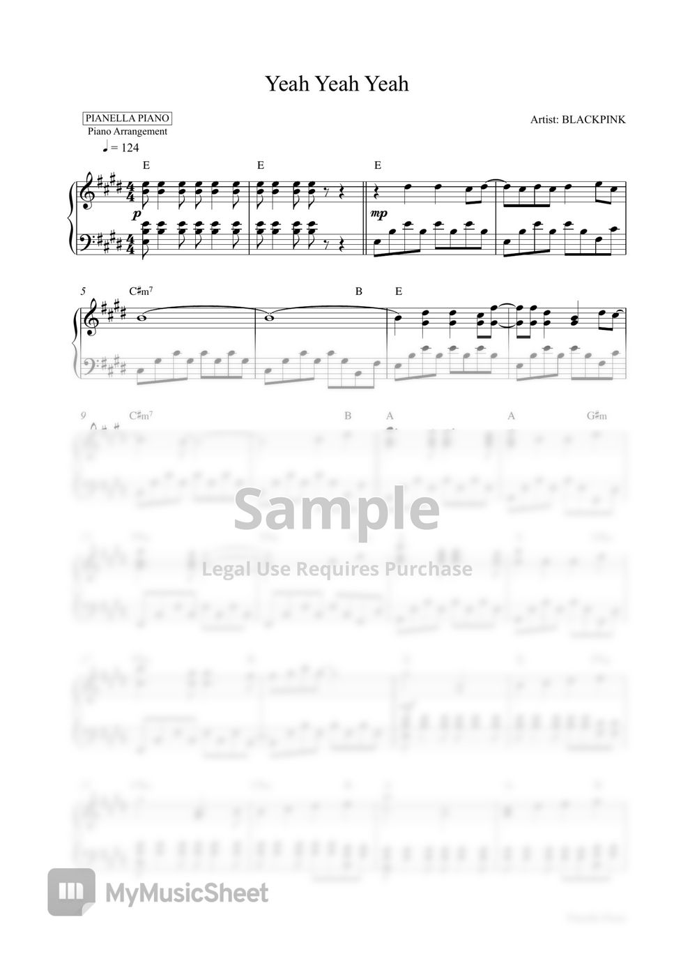 BLACKPINK - Yeah Yeah Yeah (Piano Sheet) by Pianella Piano