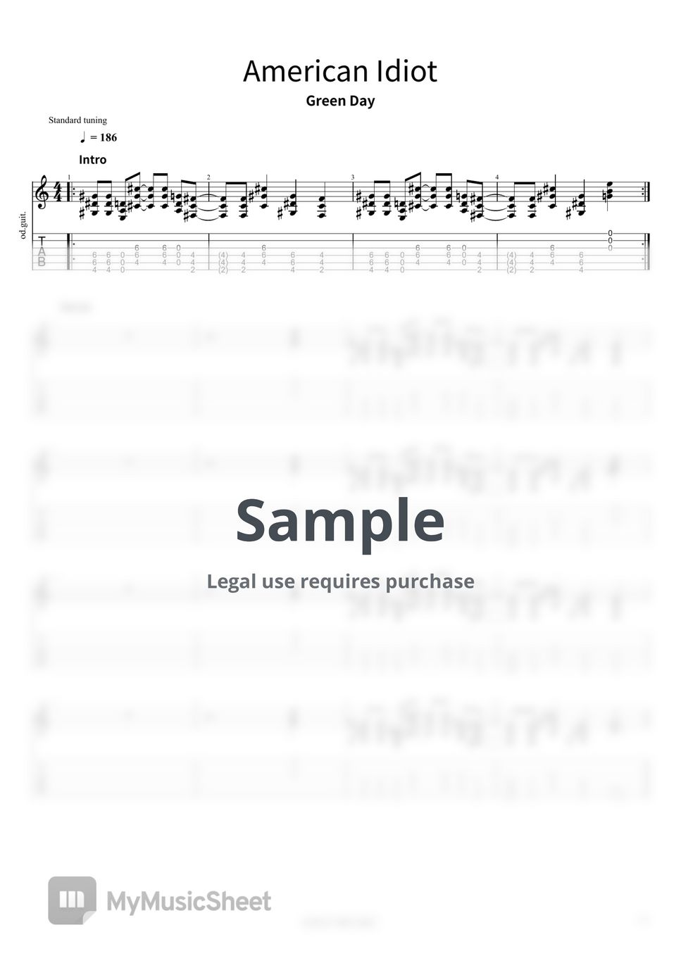 Green Day - American Idiot Tab + 1staff By GEO MUSIC