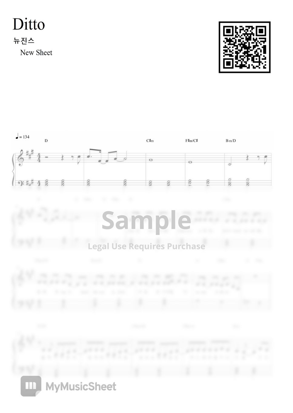 Ditto – NewJeans Sheet music for Piano (Solo)