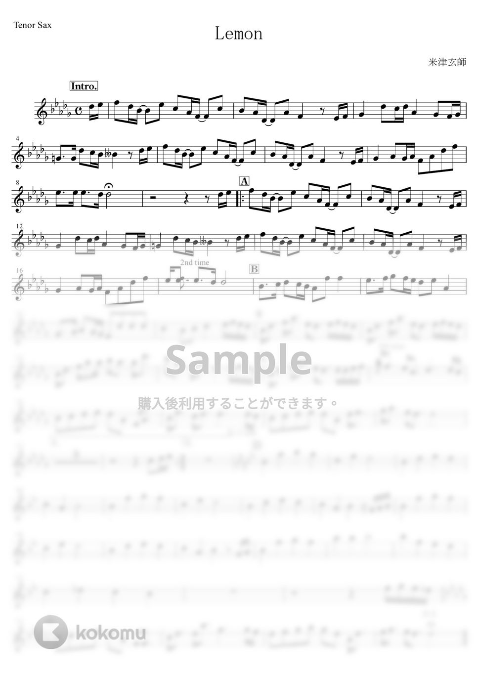 米津玄師 - Lemon by muta-sax