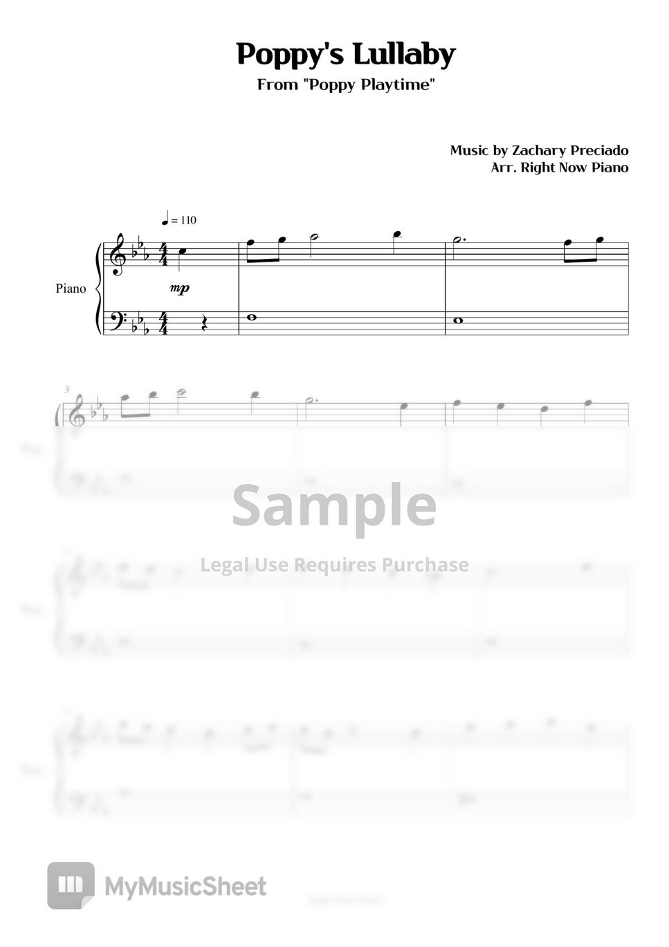 Poppy's Lullaby ~ (Poppy Playtime) OST Sheet music for Celesta (Solo)