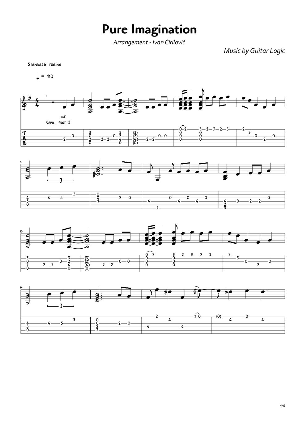 Pure imagination Pure imagination (Fingerstyle version) Sheets by