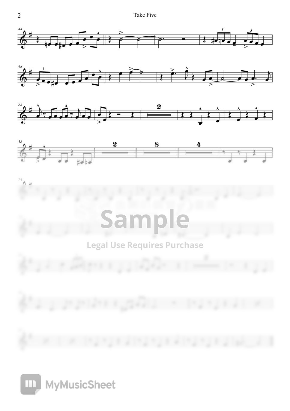 Paul Desmond - Take five Sheets by Nob@dy