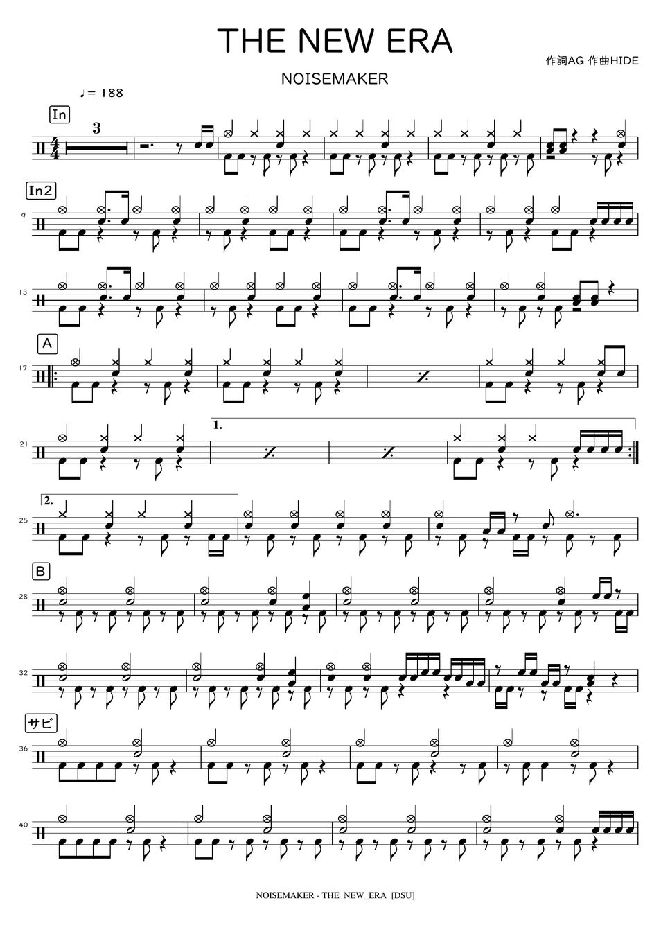 NOISEMAKER THE_NEW_ERA 楽譜 by DSU