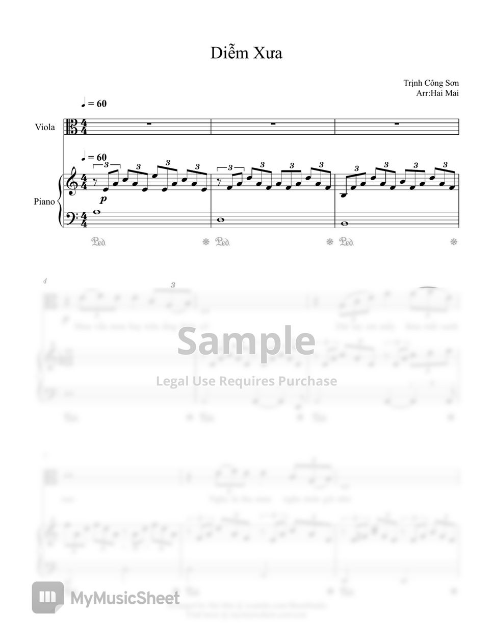 Diem Xua for Viola and Piano Accompaniment by Hai Mai