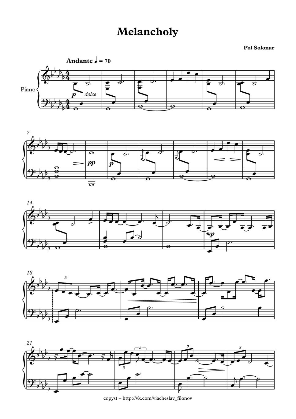 Pol Solonar Melancholy 악보