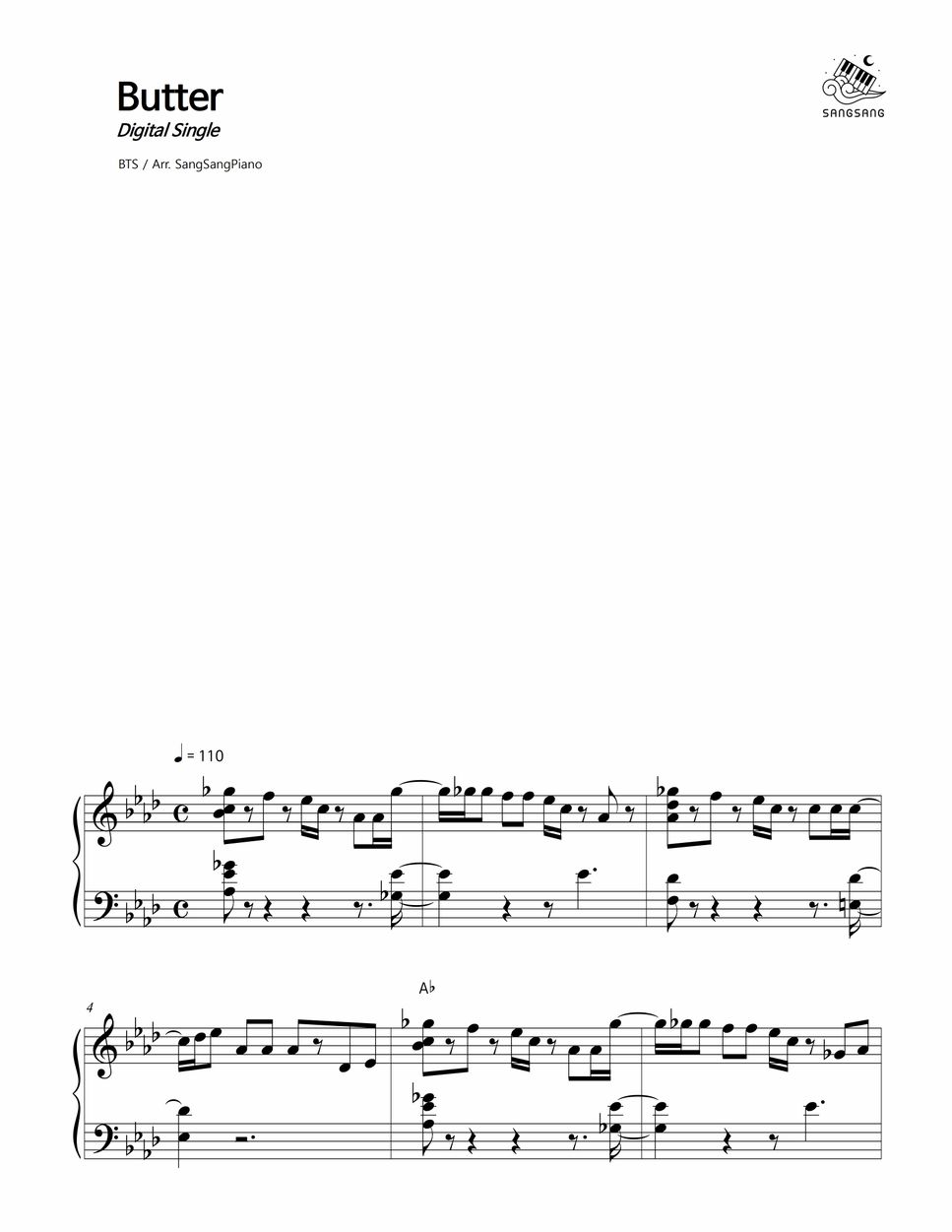 BTS Butter 악보 by SangSangPiano