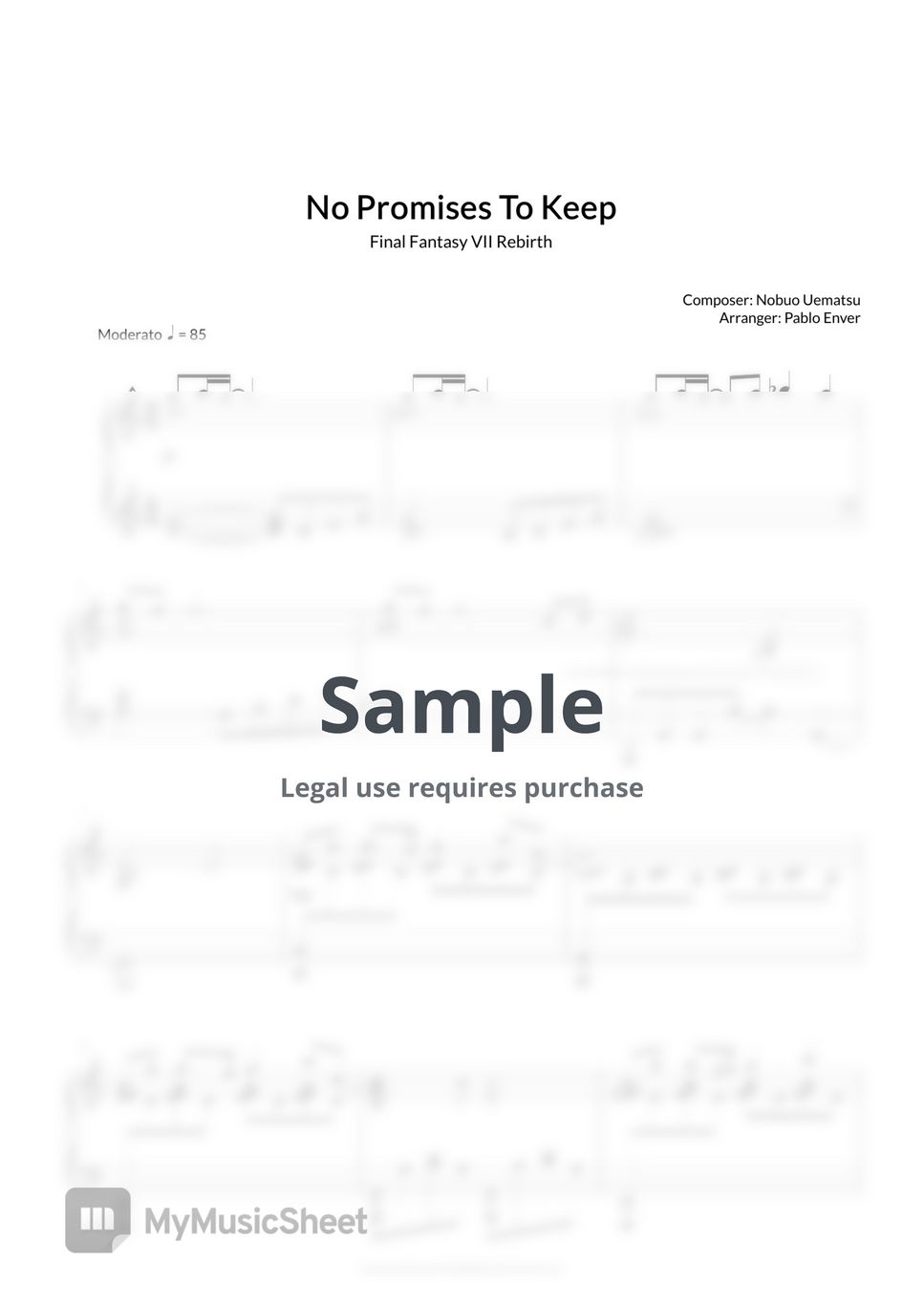 Nobuo Uematsu - No Promises to Keep (Piano Arrangement) Sheets by Pablo ...