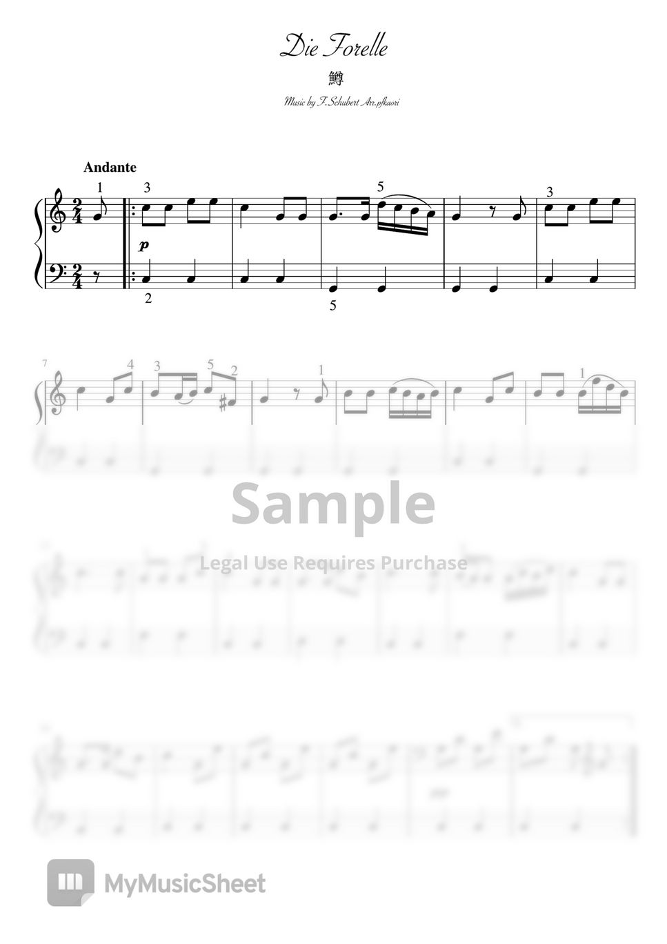 F.Schubert - Die Forelle (Cdur ・Easy pianosolo) by pfkaori
