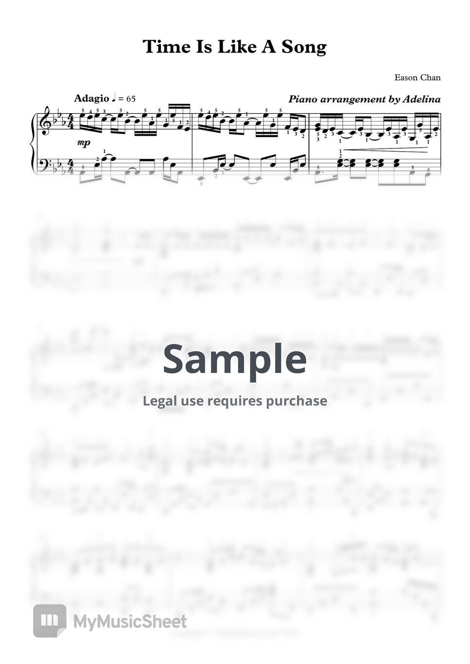Eason Chan - Time Is Like A Song Sheets by Adelina Piano