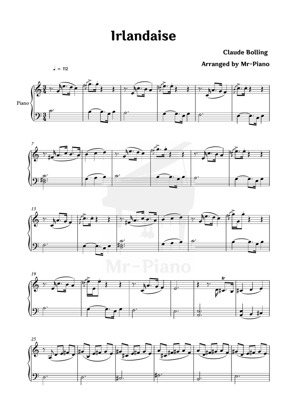 Claude Bolling - Irlandaise Sheet music for Piano, Flute (Solo)