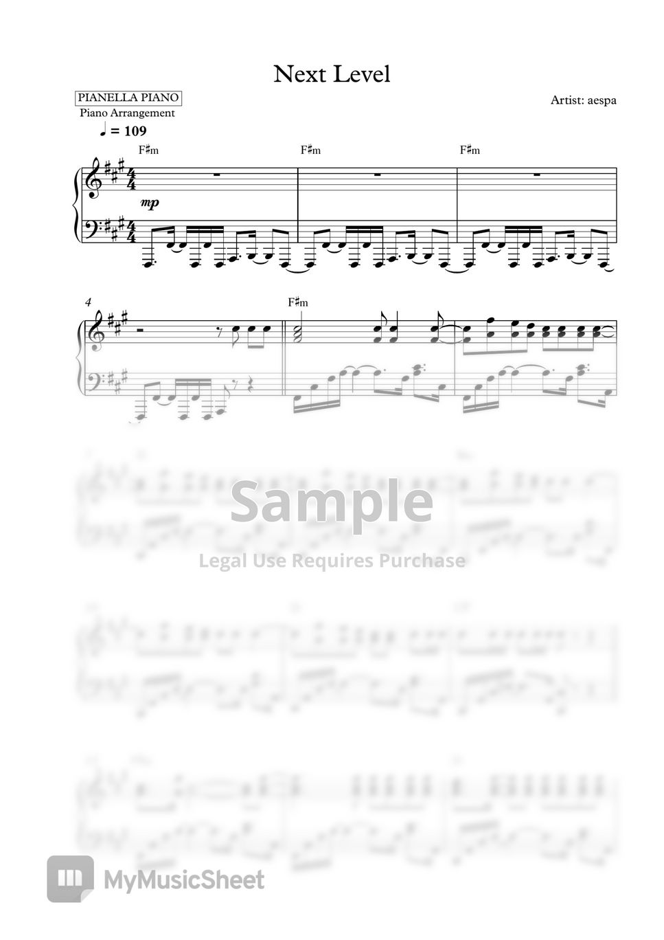 aespa - Next Level (Piano Sheet) by Pianella Piano