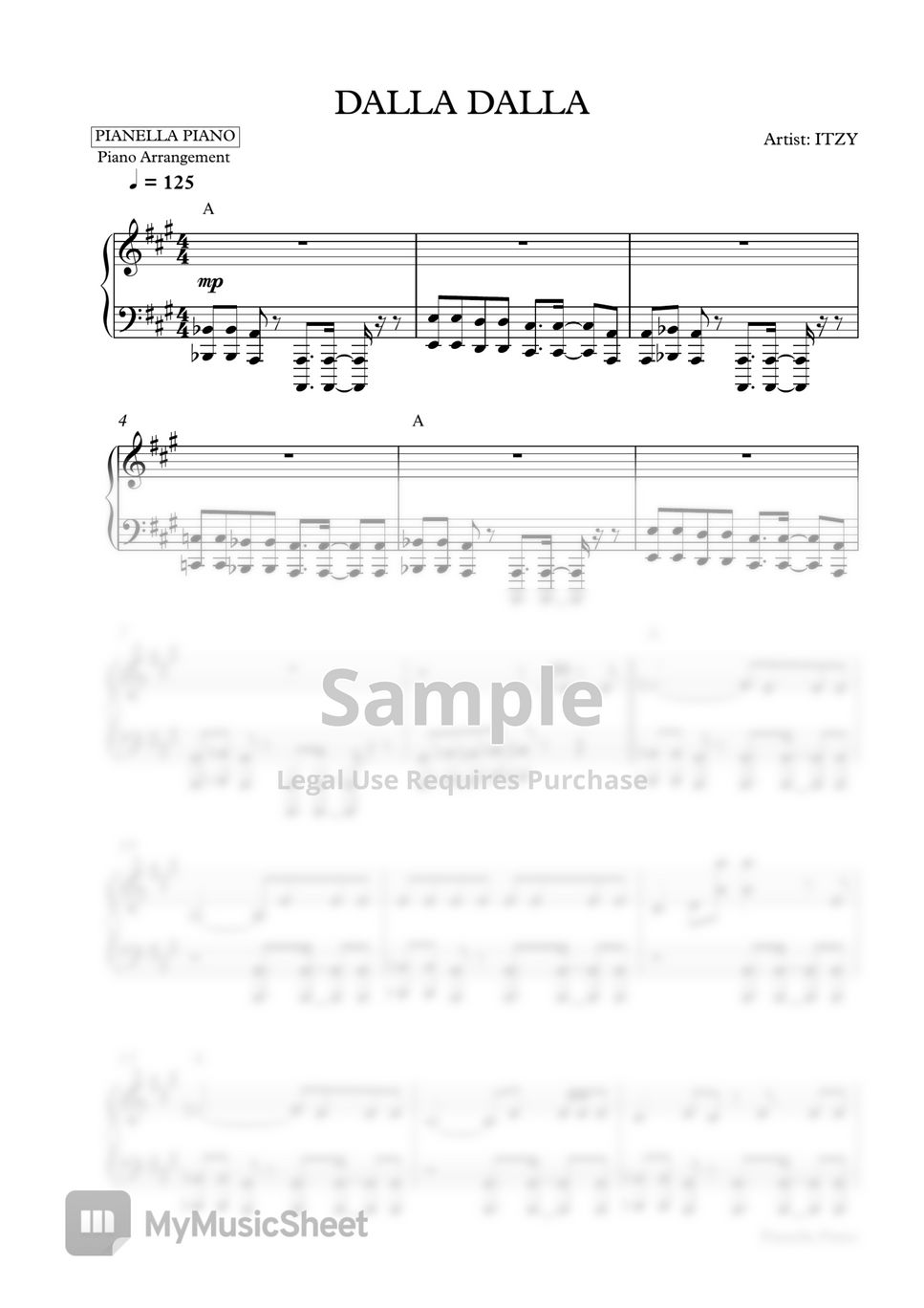 ITZY - DALLA DALLA (Piano Sheet) by Pianella Piano
