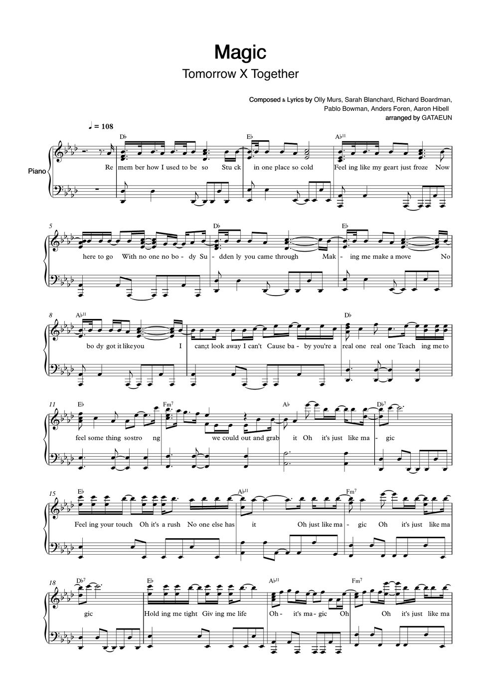 Tomorrow X Together - Magic (Score) 楽譜 by GATAEUN