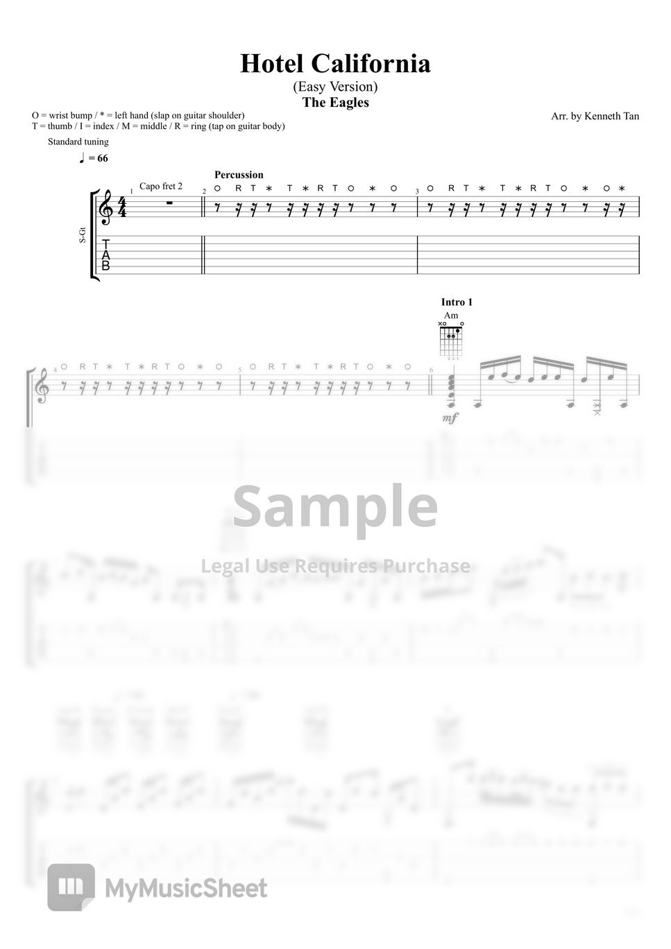 The Eagles Fingerstyle Guitar Hotel California (Easy Version