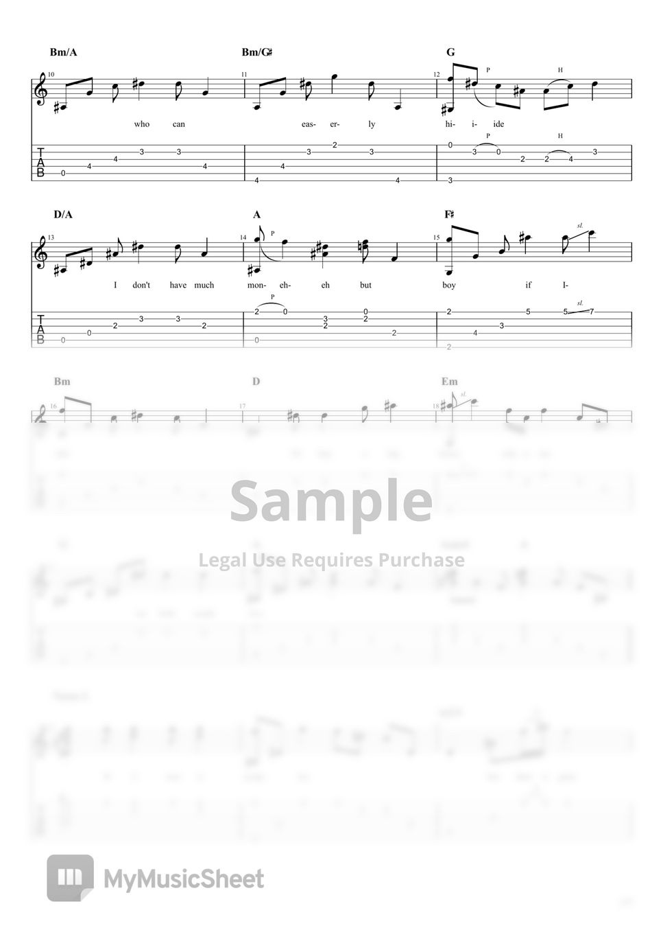 Elton John Your Song (Fingerstyle) Sheets by RedTabber