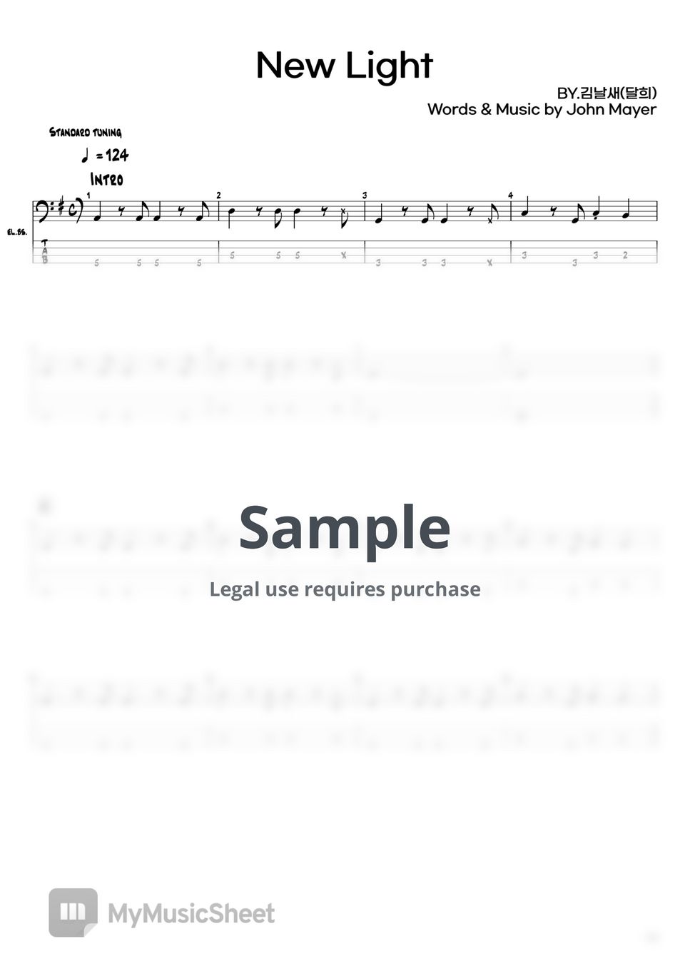 John Mayer New Light Tab + 1staff by 김날새