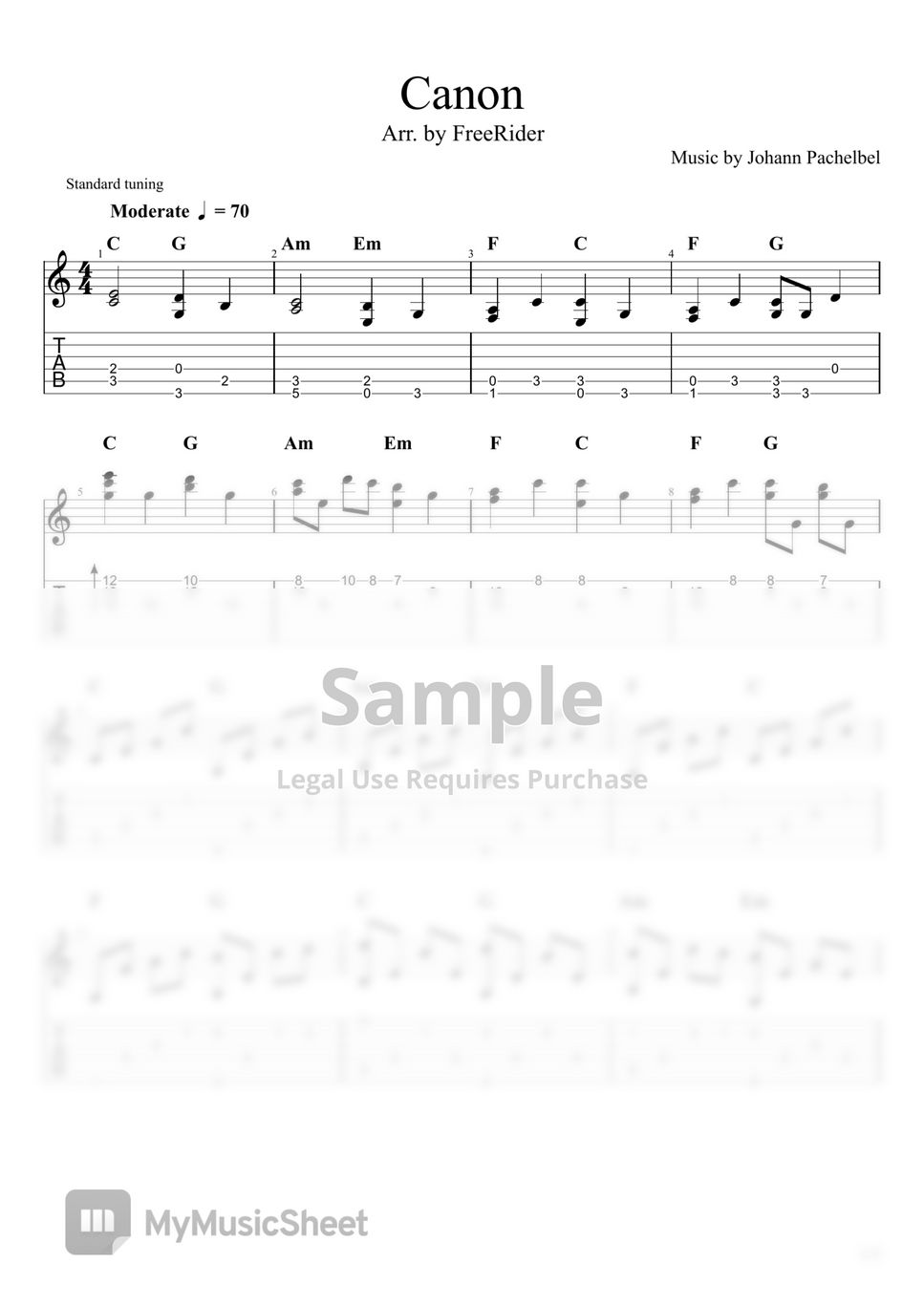 Johann Pachelbel - Canon (fingerstyle guitar 핑거스타일 기타) by FreeRider