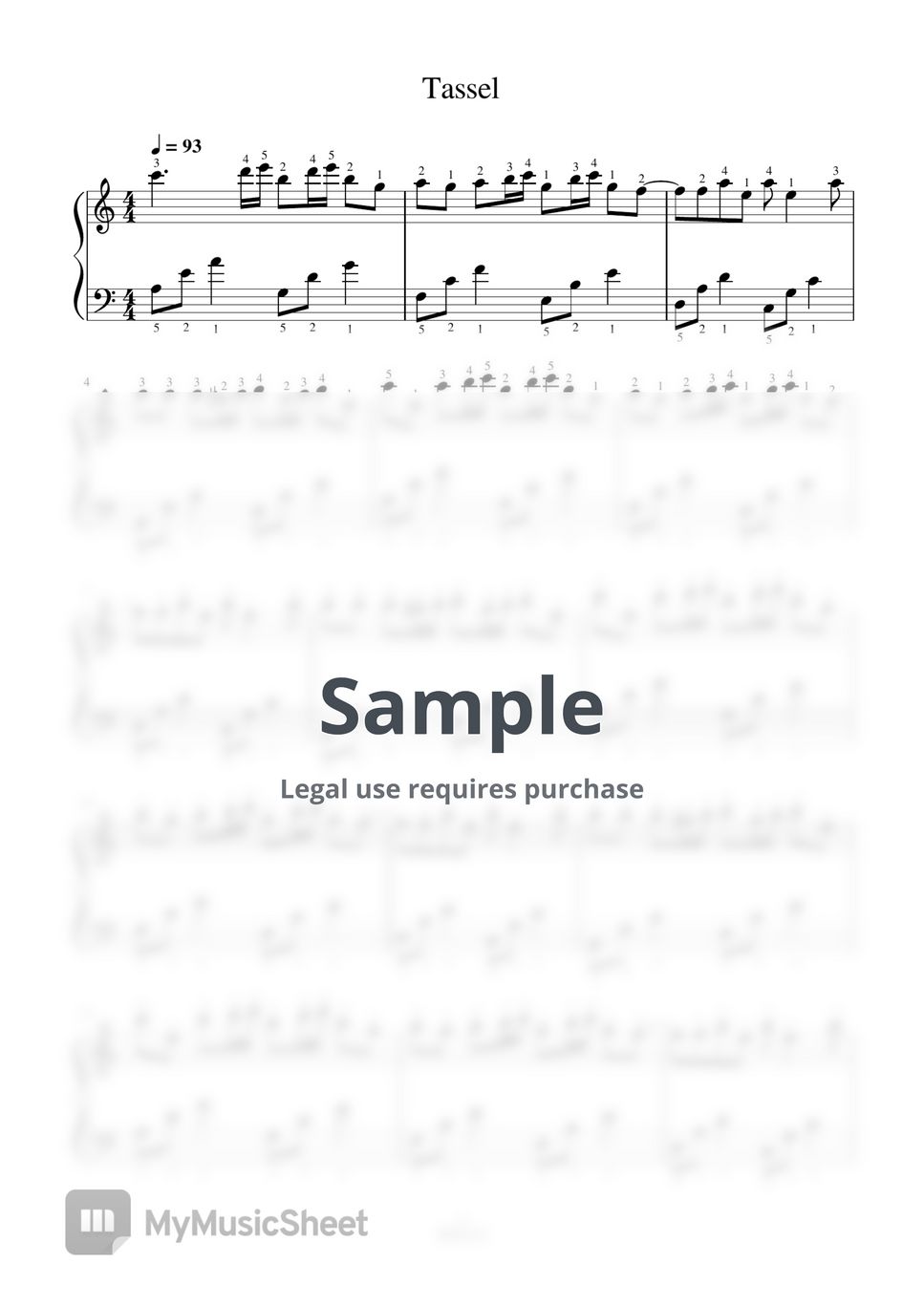Cymophane - Tassel-全指法钢琴谱高清正版完整版 (Full Fingering Piano Score) by 紫韵音乐