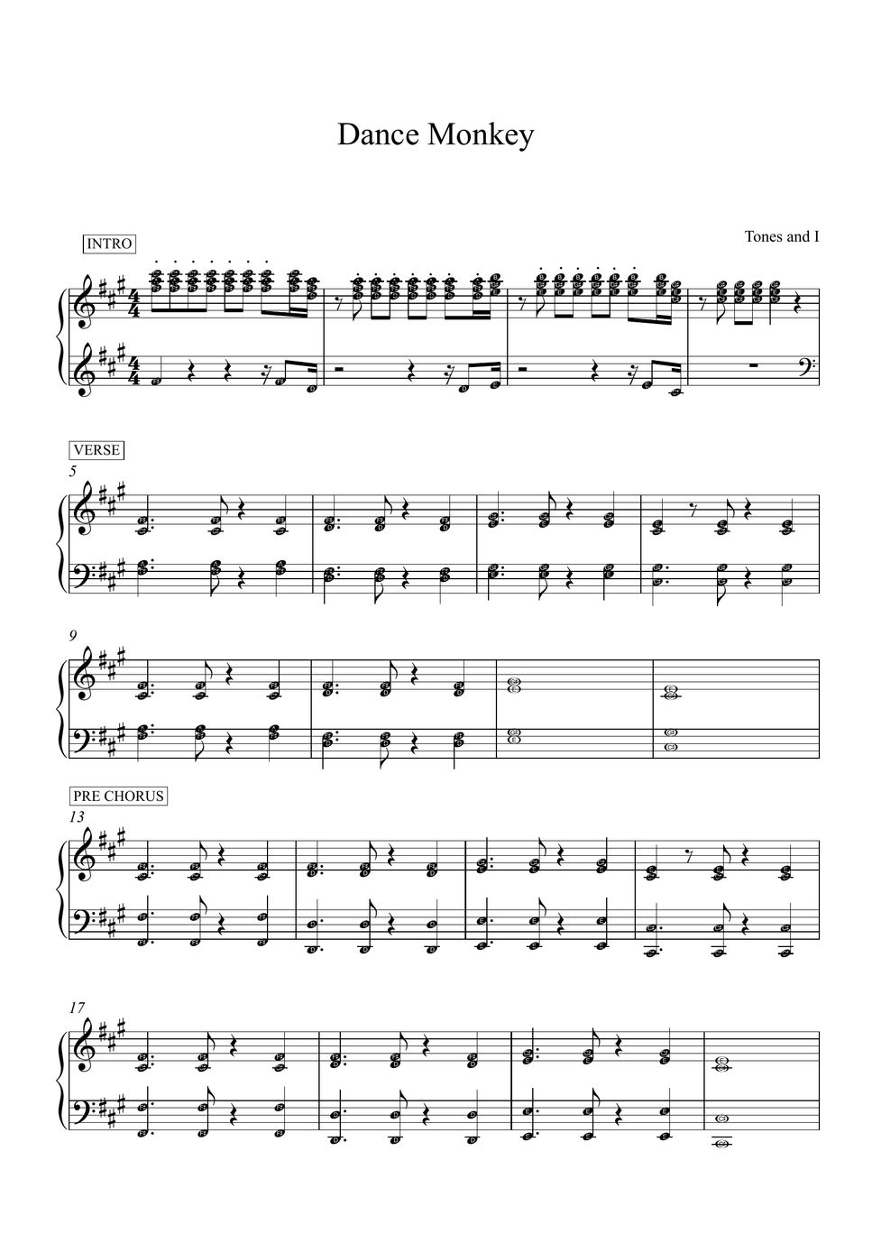Tones and I - Dance Monkey (Piano Accompaniment) Sheets by BitBit