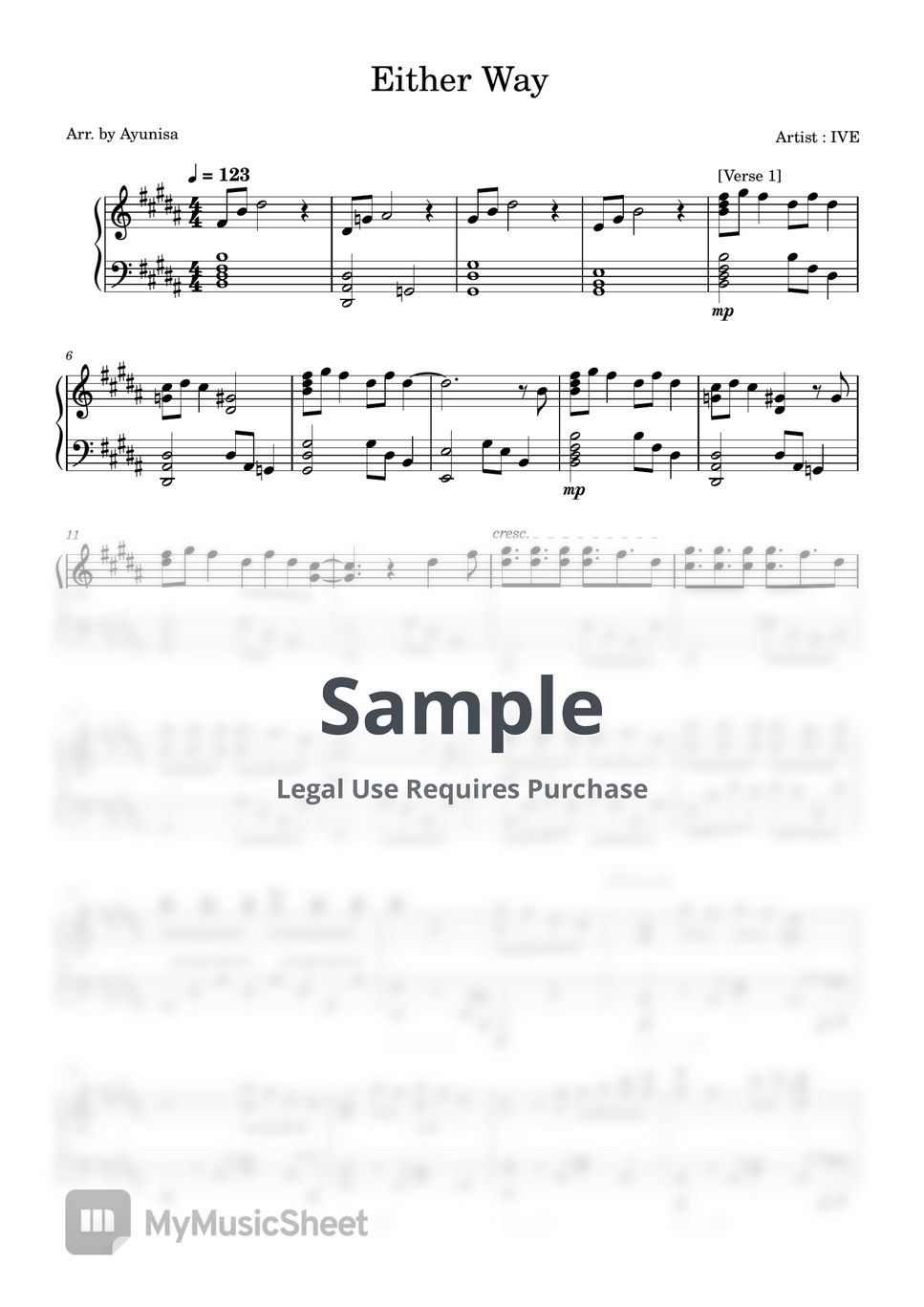 Ive - Either Way (piano) Sheets By Ayunisa
