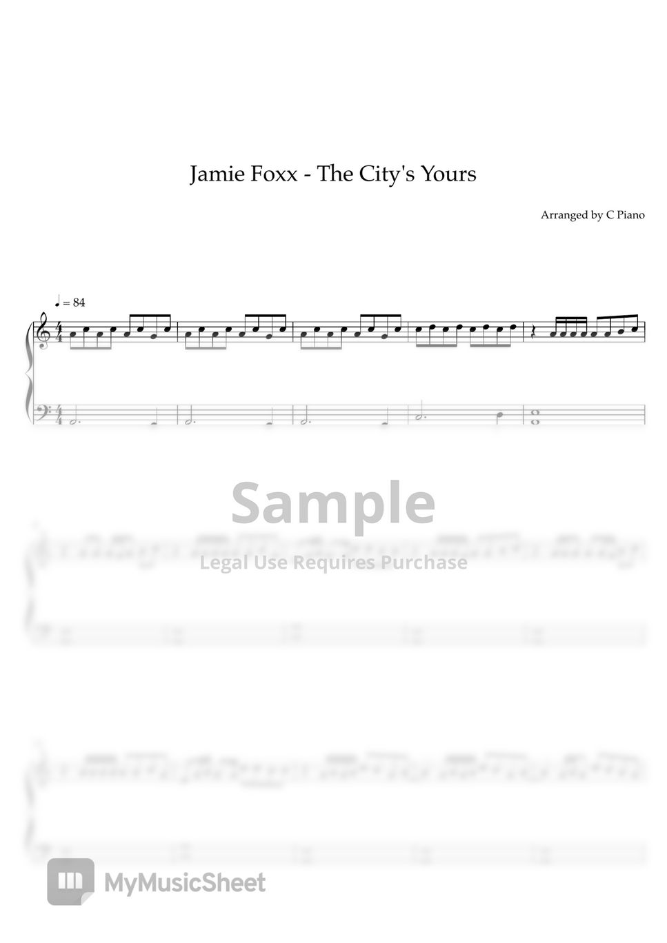 Jamie Foxx The City's Yours (Easy Version) Sheets by C Piano