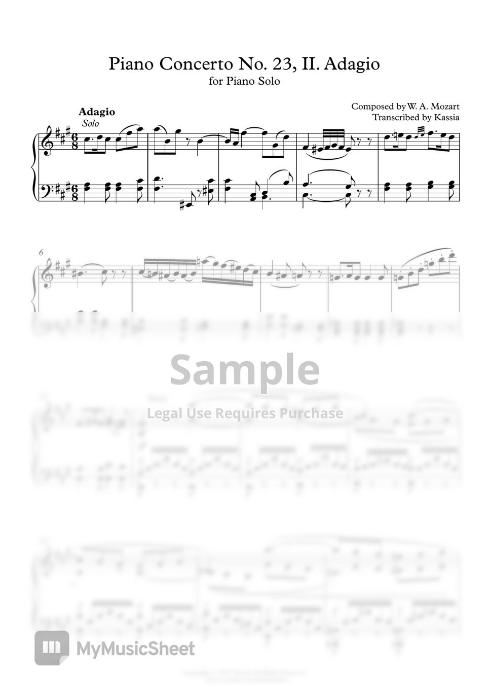 모차르트 (Mozart) - 피아노 협주곡 23번 2악장 (Piano Concerto No. 23, II. Adagio) by Kassia