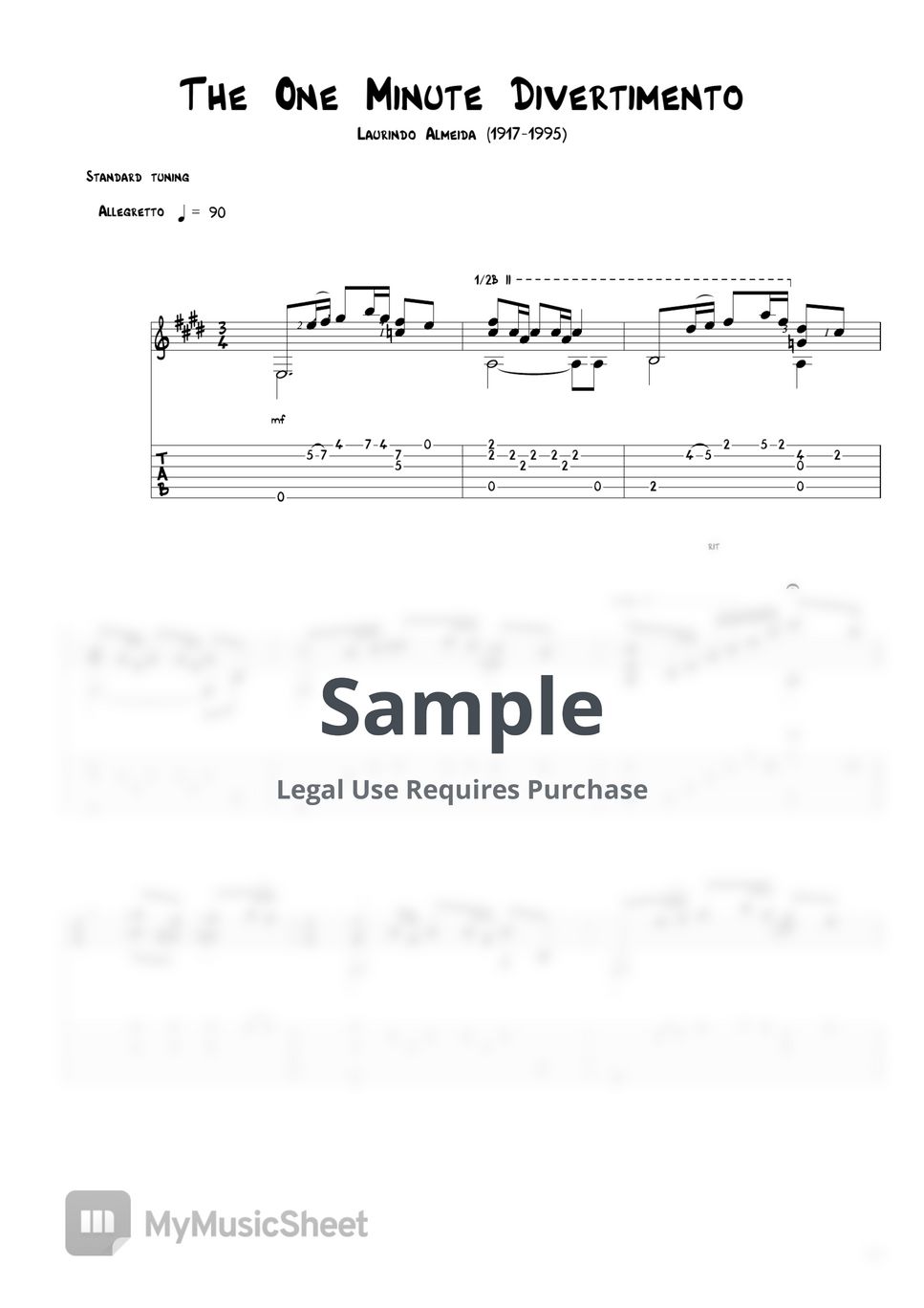 Laurindo Almeida The One Minute Divertimento Tab 1staff By Agape Guitar