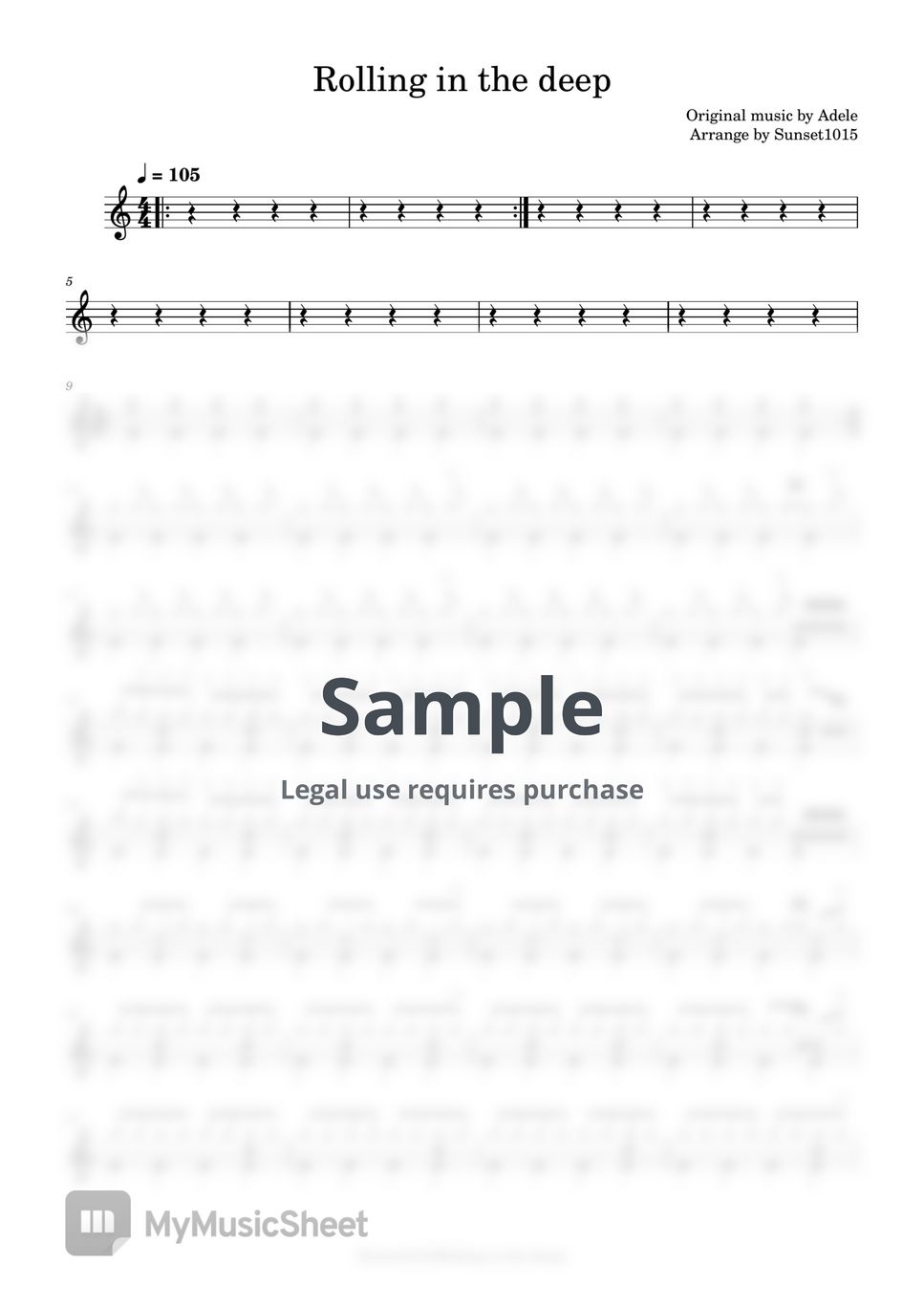 Adel Rolling in the deep Sheets by 별백드럼