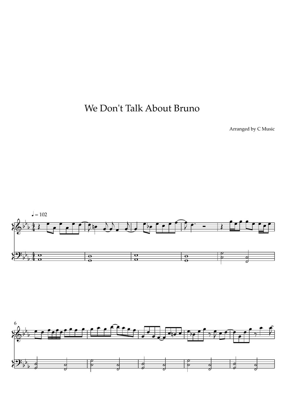 Encanto We Don t Talk About Bruno Easy Version Sheets By C Music