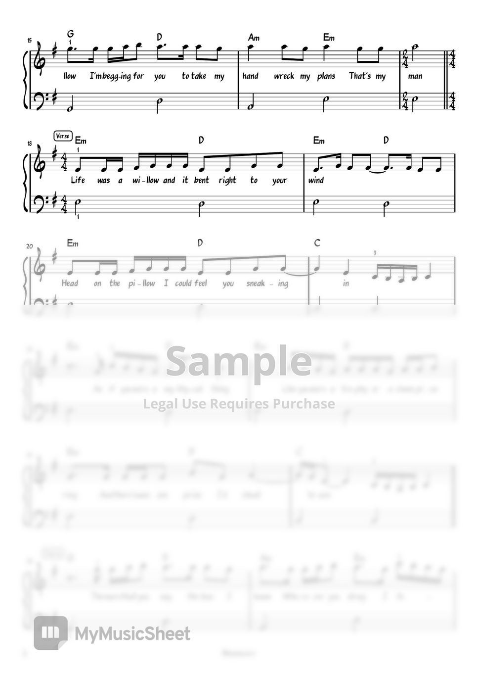 Taylor Swift - Willow (Piano) Sheets by Meowscore