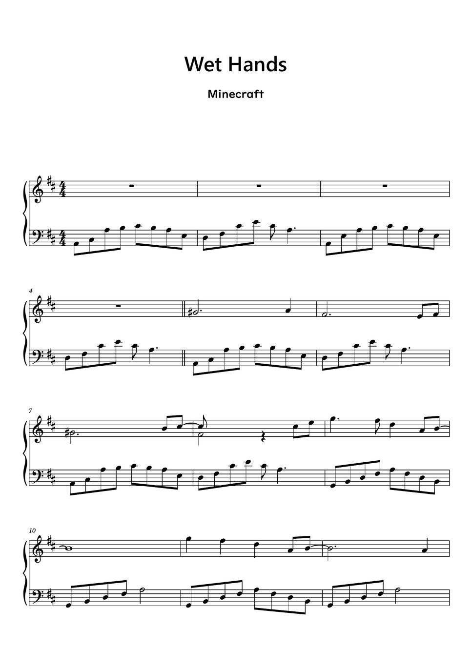 Minecraft - C418 - Wet Hands (Minecraft Soundtrack) (Sheet Music, MIDI