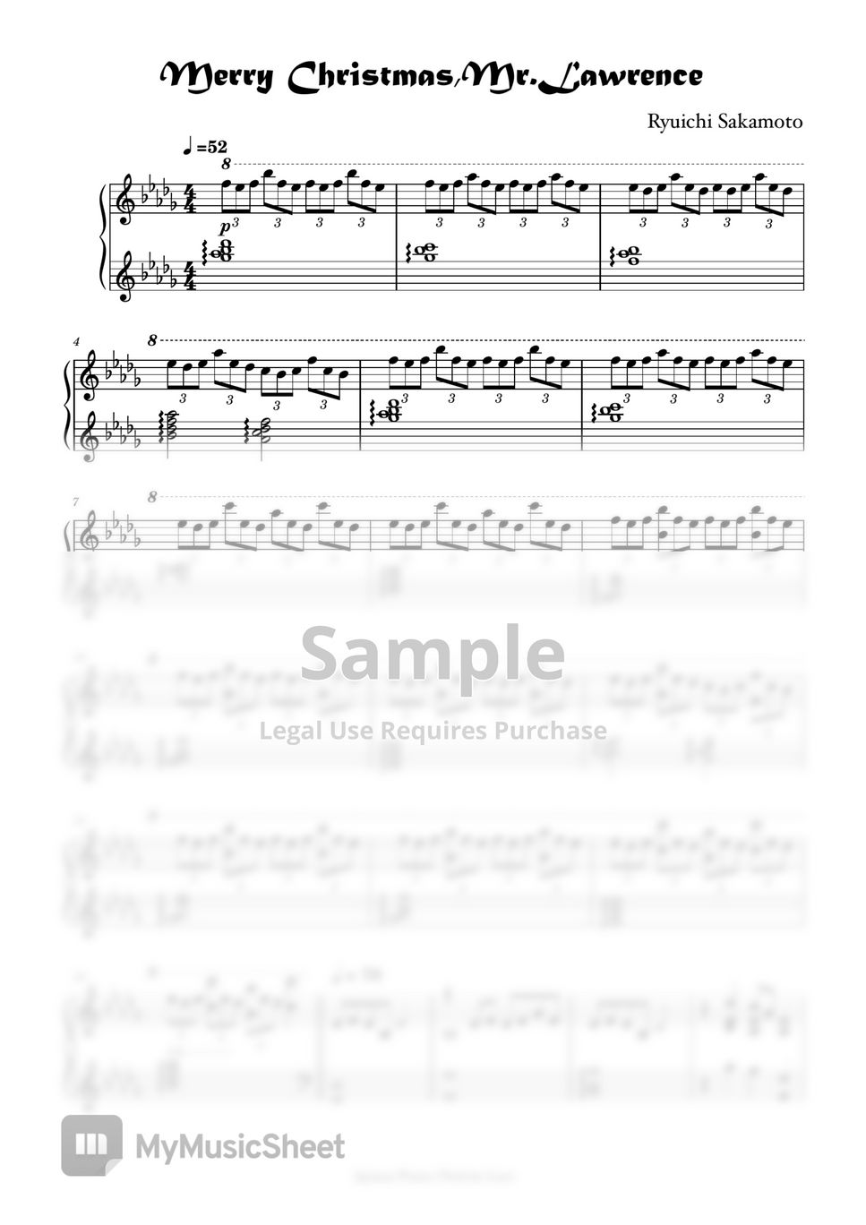 ryuichi-sakamoto-merry-christmas-mr-lawrence-piano-solo-sheets-by