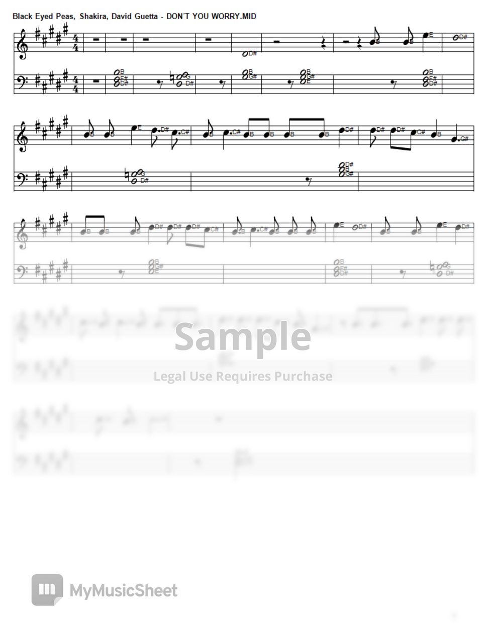 Black Eyed Peas, Shakira Don´t you worry Partition musicale by Daniel
