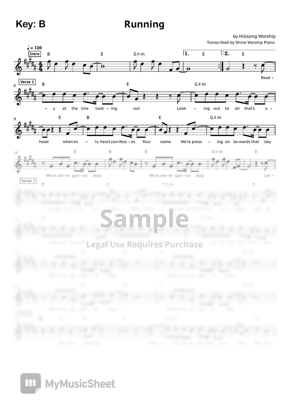 Matt Crocker and Scott Ligertwood Running (Hillsong Worship) Sheets
