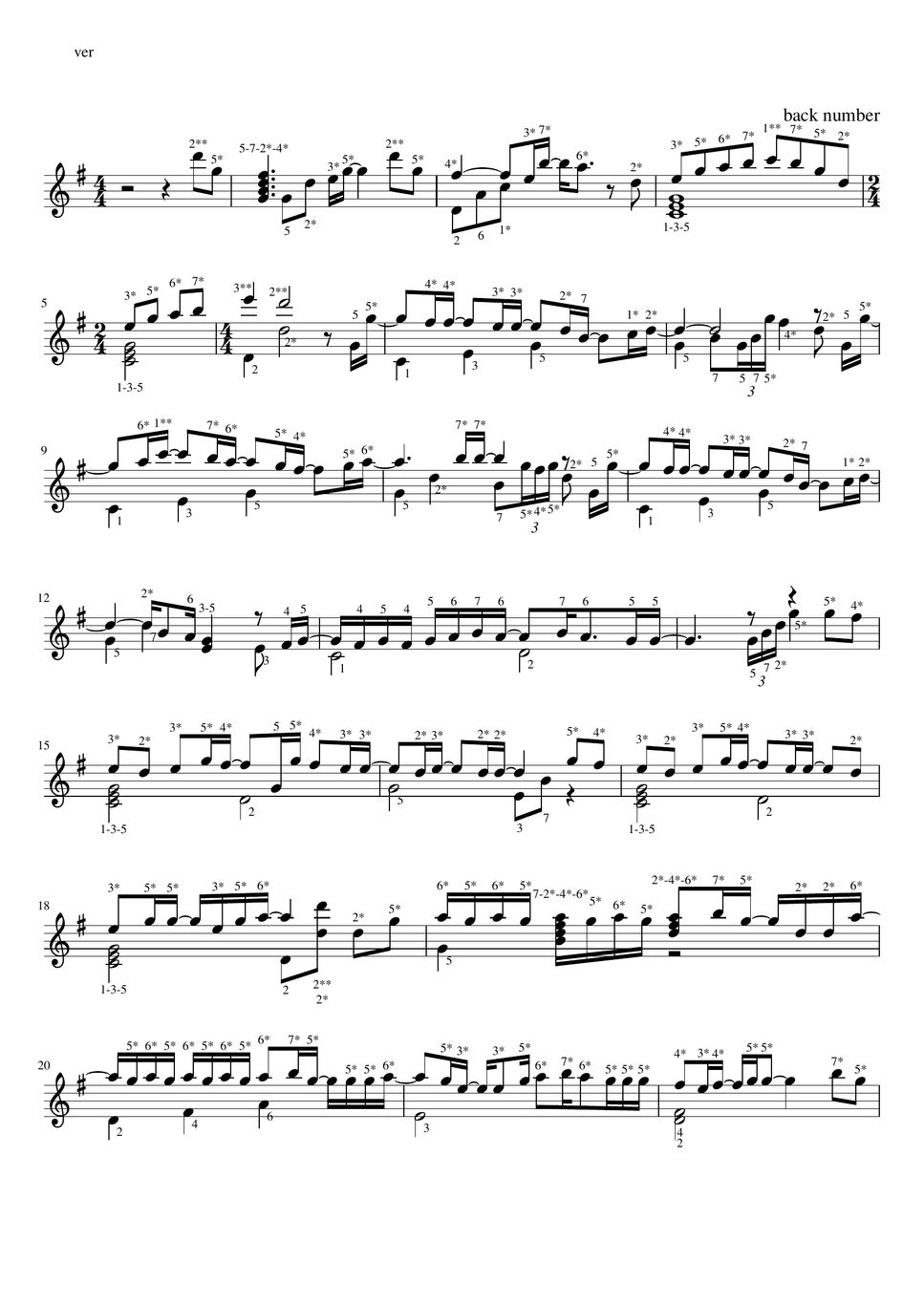 back number - Christmas song(number version) 楽譜 by Misa