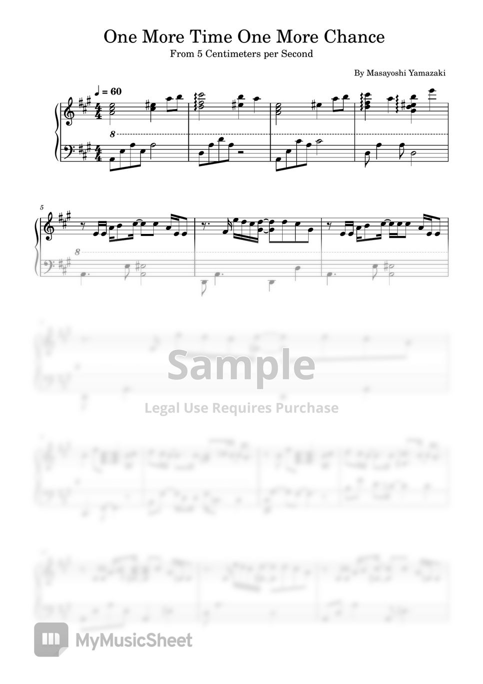 Masayoshi Yamazaki One More Time One More Chance From 5 Centimeters per Second For Piano Solo by poon