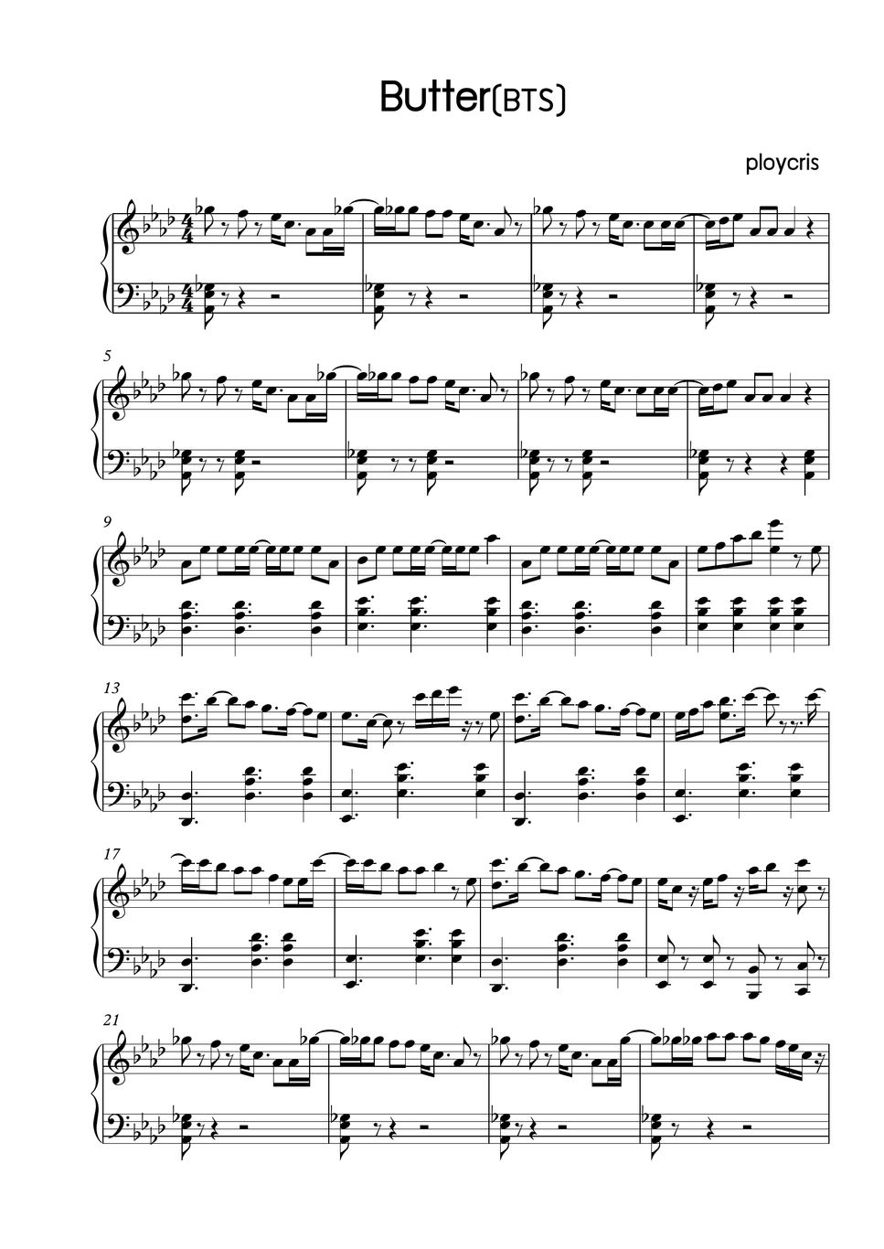 BTS Butter (piano เปียโน) Sheet by ploycris