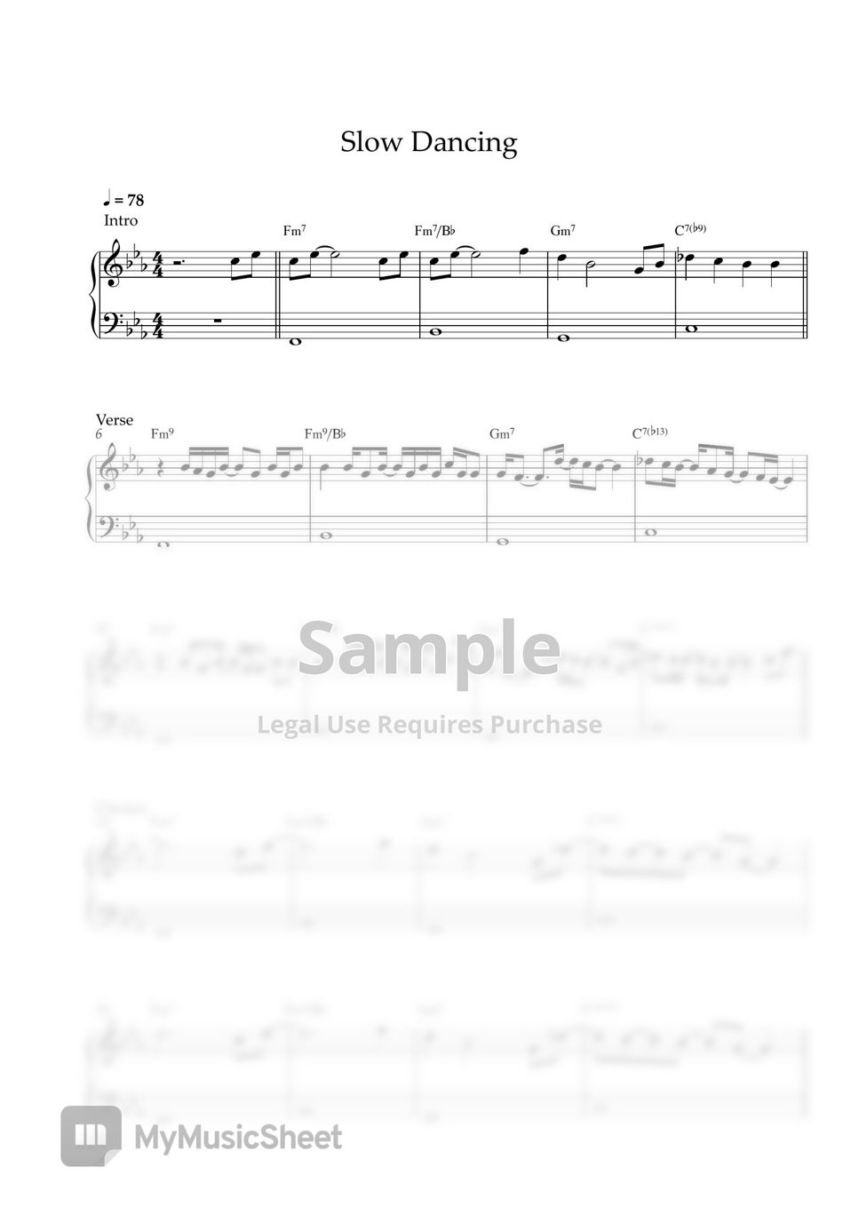 BTS V Slow Dancing (EASY PIANO SHEET) Sheets by Pianella Piano