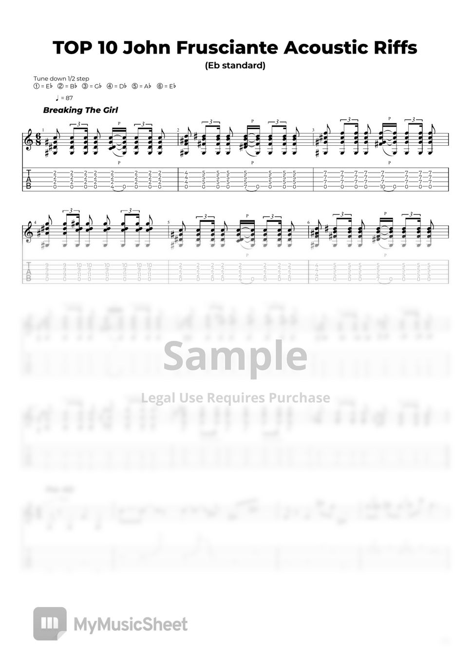 John Frusciante TOP 10 John Frusciante Acoustic Riffs Sheets by