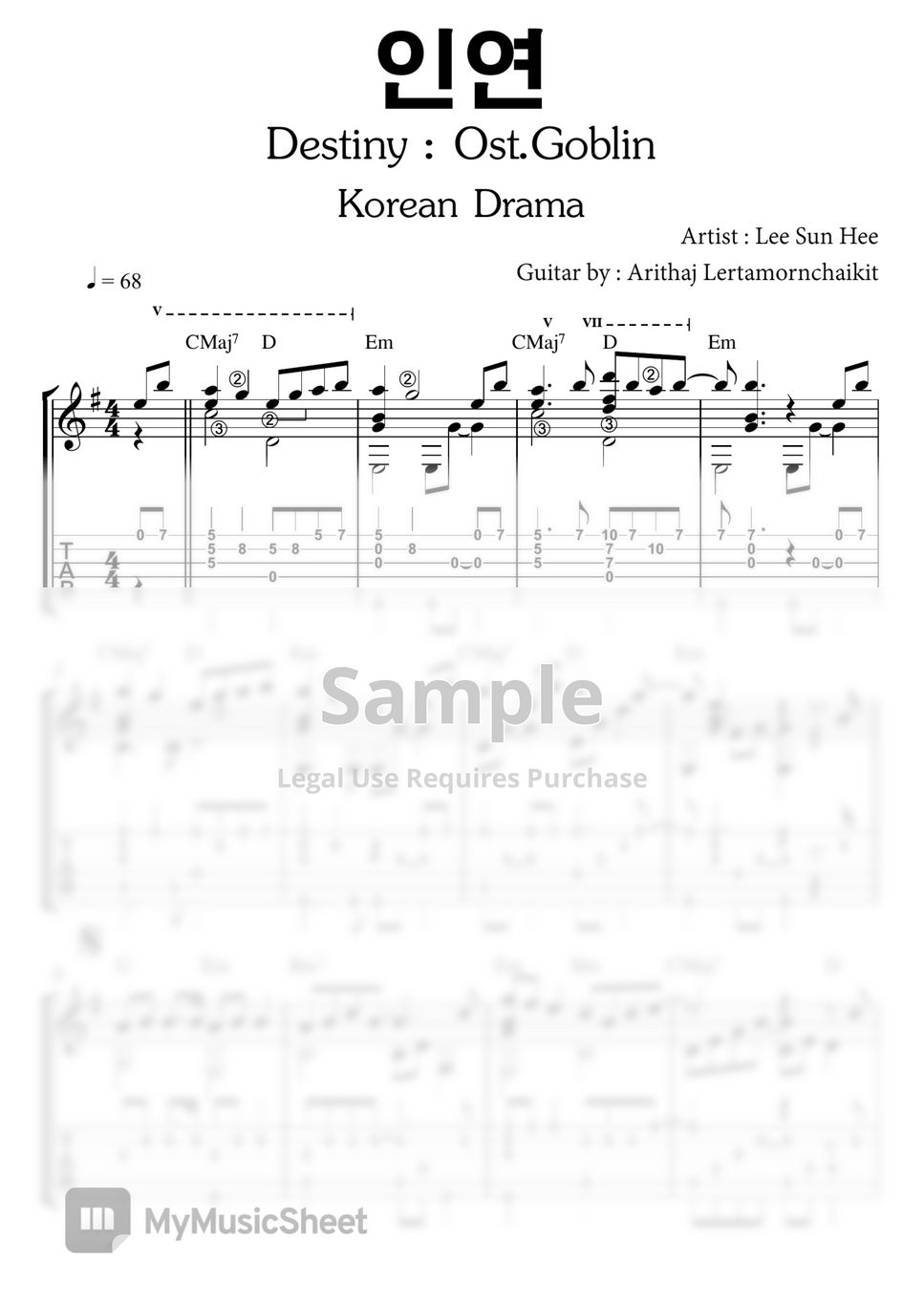Lee Sun Hee - Destiny (Ost.Goblin) - Fingerstyle Guitar (Korean Drama) by Arithaj Lk