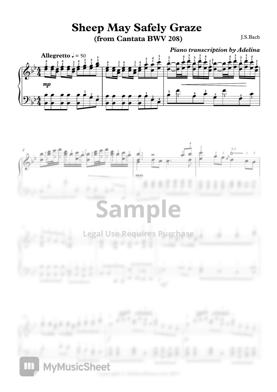 J.S.Bach - Sheep May Safely Graze (Cantata BWV 208) by Adelina Piano