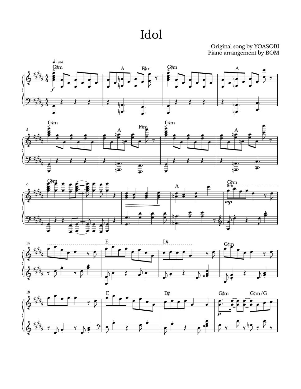 YOASOBI - Idol Sheets by BOM