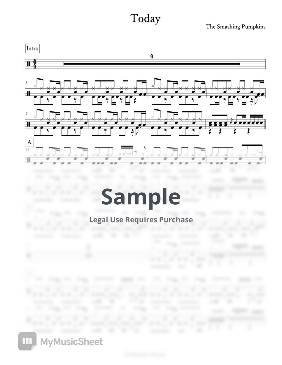 The Smashing Pumpkins Today Sheets by Arkadia Drums