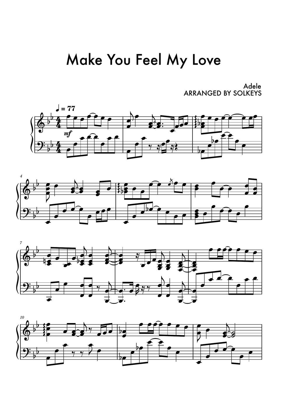 Adele - Make You Feel My Love Sheets by SolKeys