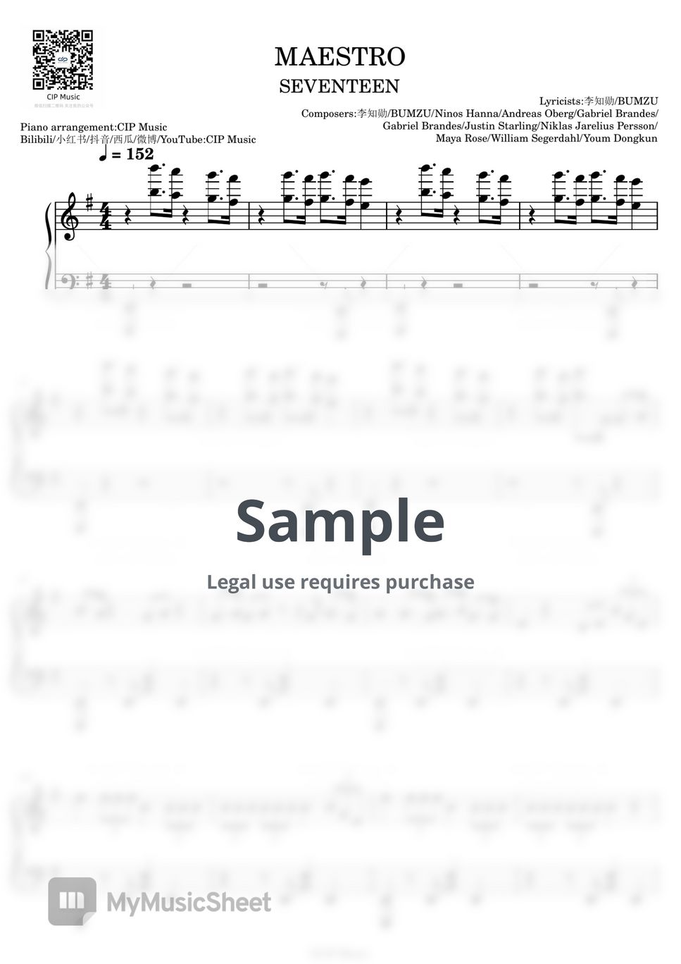 SEVENTEEN - MAESTRO Sheets by CIP Music